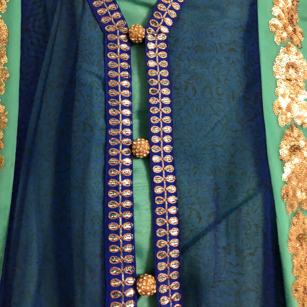 Baby Blue Royal Blue Embroidered Shalwar Kameez